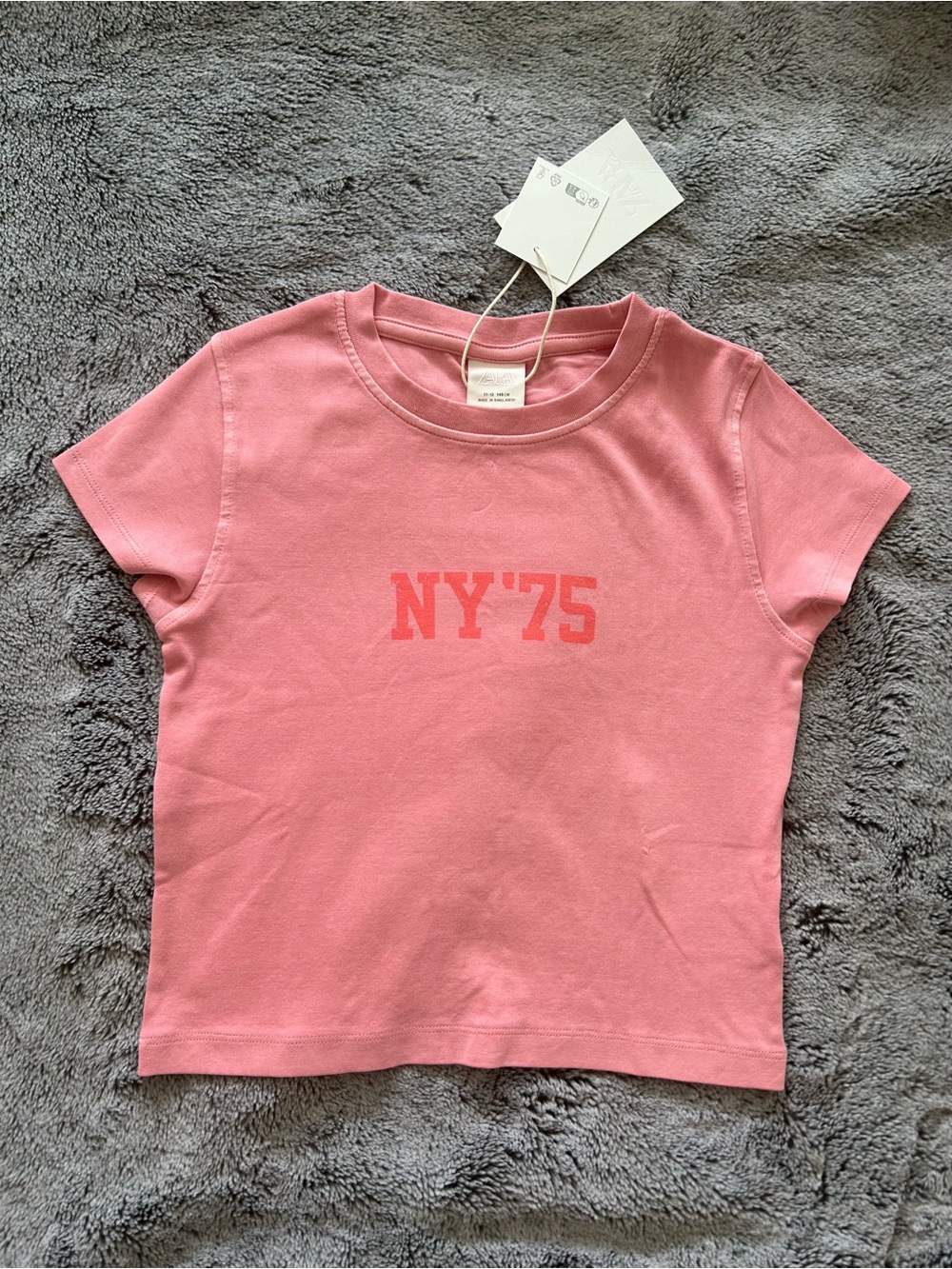 💗 NWT! Zara Kids Pink NY'75 Graphic Crewneck Tee